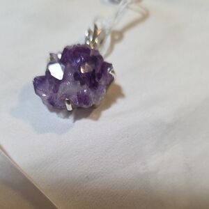 Sterling Silver and Purple Amethyst Druzy Gemstone Pendant